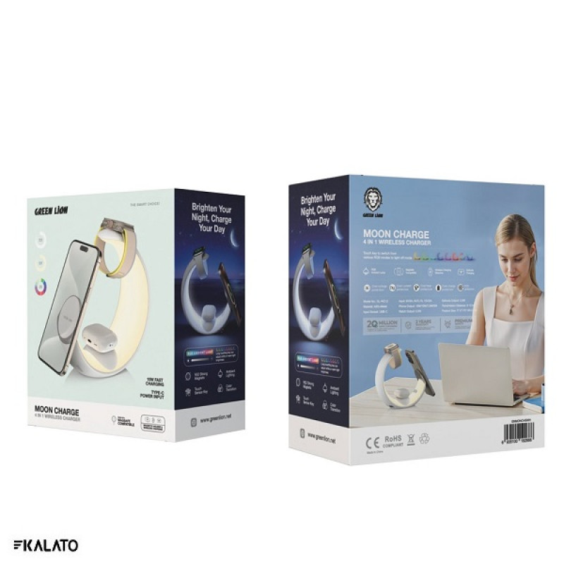 خرید و قیمت شارژر بی سیم گرین لاین مدل Moon Charge 4 in 1